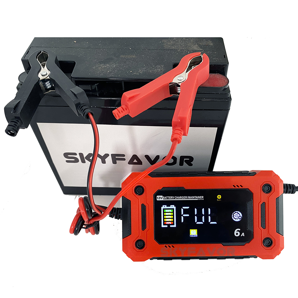Smart 12V 6A Car Battery Charger Universal for Motorcycle Car Industrial Electric Tool Lifepo4 Gel AGM Lead Acid Battery Charger