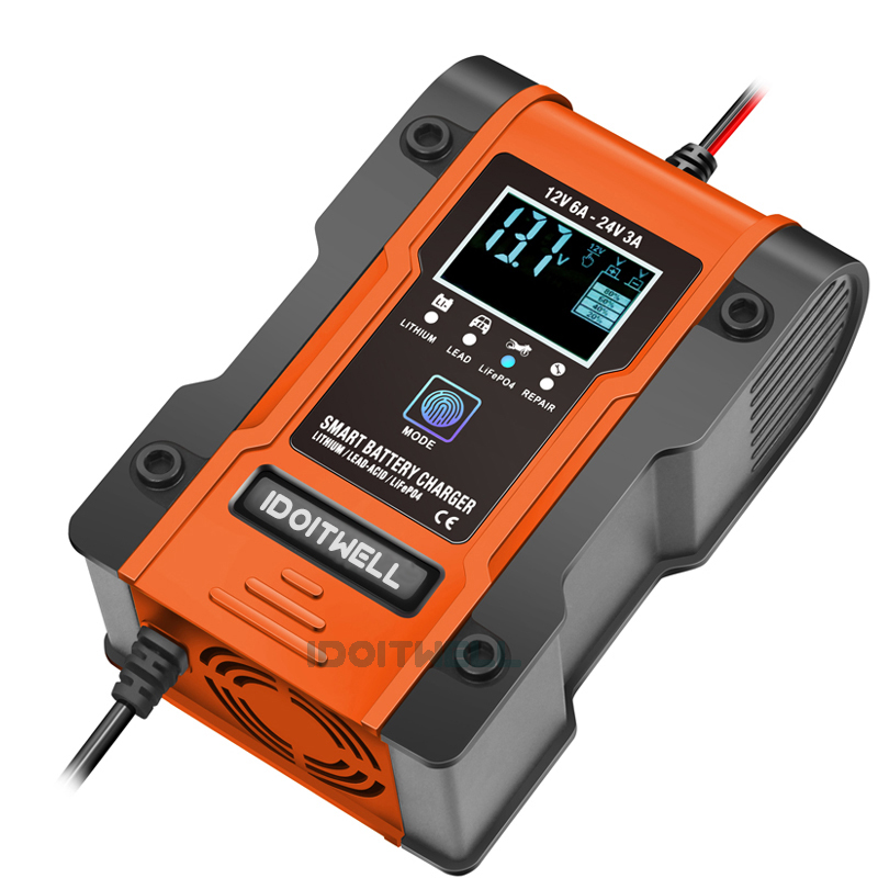 Smart Portable Car Battery Charger 12V24V Automatic Universal Fast Charging Suitable for Motorcycle Lead-Acid LiFePO4 Batteries