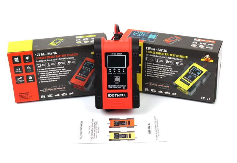 Smart Portable Car Battery Charger 12V24V Automatic Universal Fast Charging Suitable for Motorcycle Lead-Acid LiFePO4 Batteries