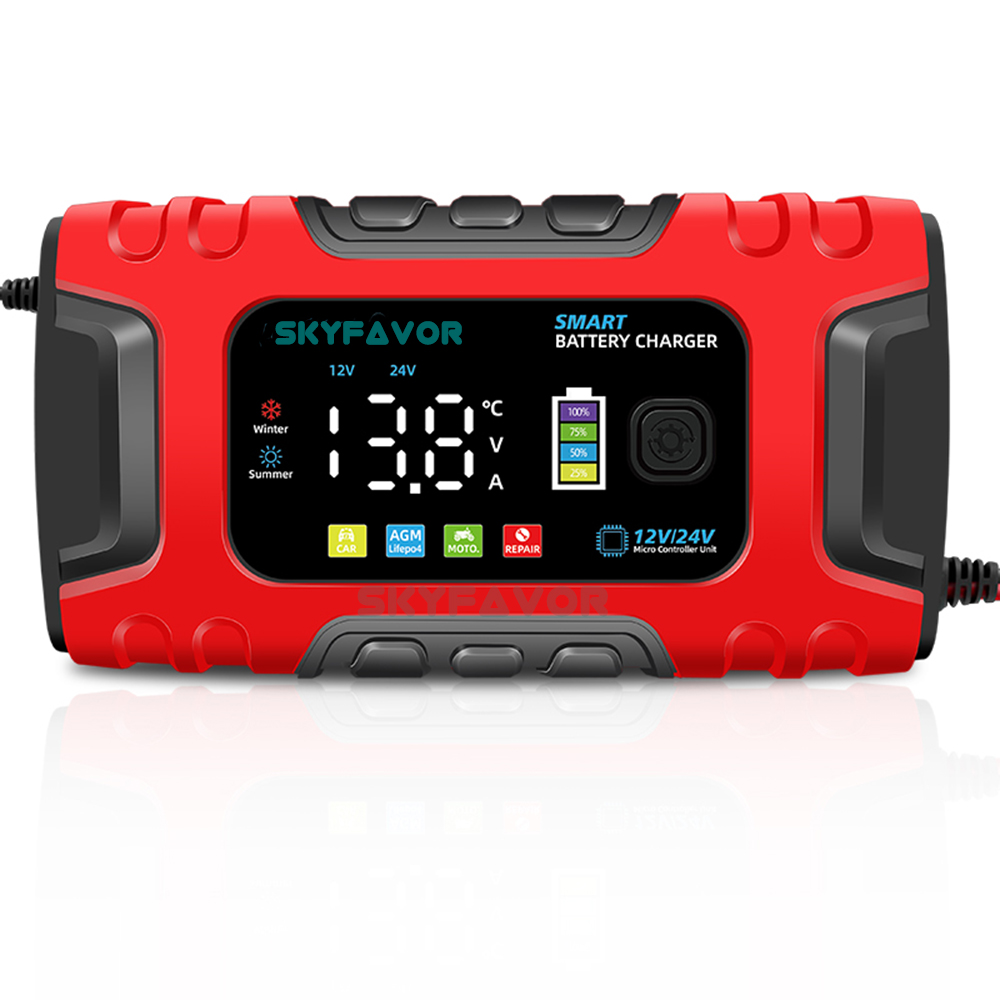 Automatic 12V 24V Battery Charger 12V 24V 10A Smart Fast Lifepo4 AGM GEL Trickle Universal Truck Motorcycle Car Battery Charger