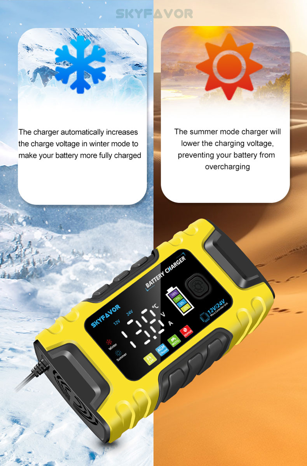 Automatic 12V 24V Battery Charger 12V 24V 10A Smart Fast Lifepo4 AGM GEL Trickle Universal Truck Motorcycle Car Battery Charger