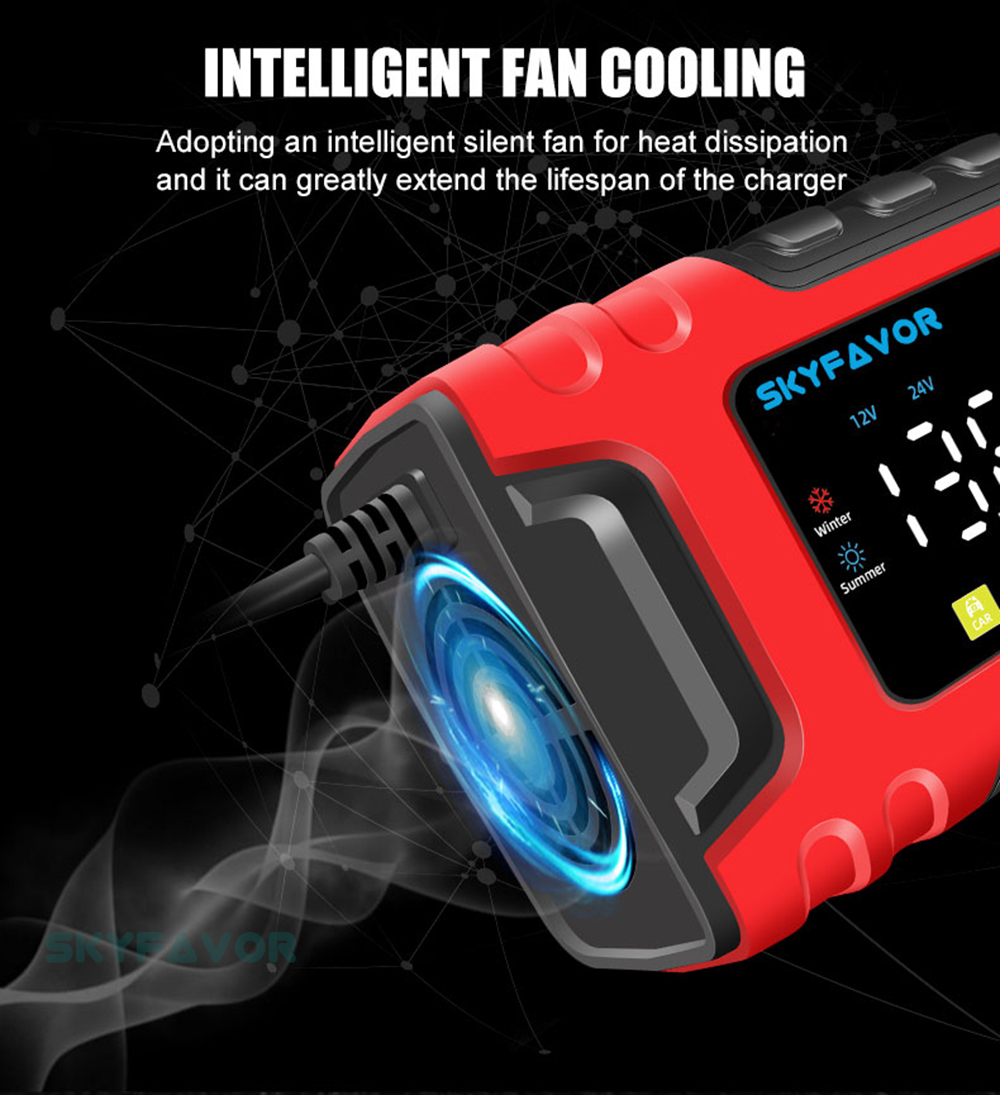 Automatic 12V 24V Battery Charger 12V 24V 10A Smart Fast Lifepo4 AGM GEL Trickle Universal Truck Motorcycle Car Battery Charger