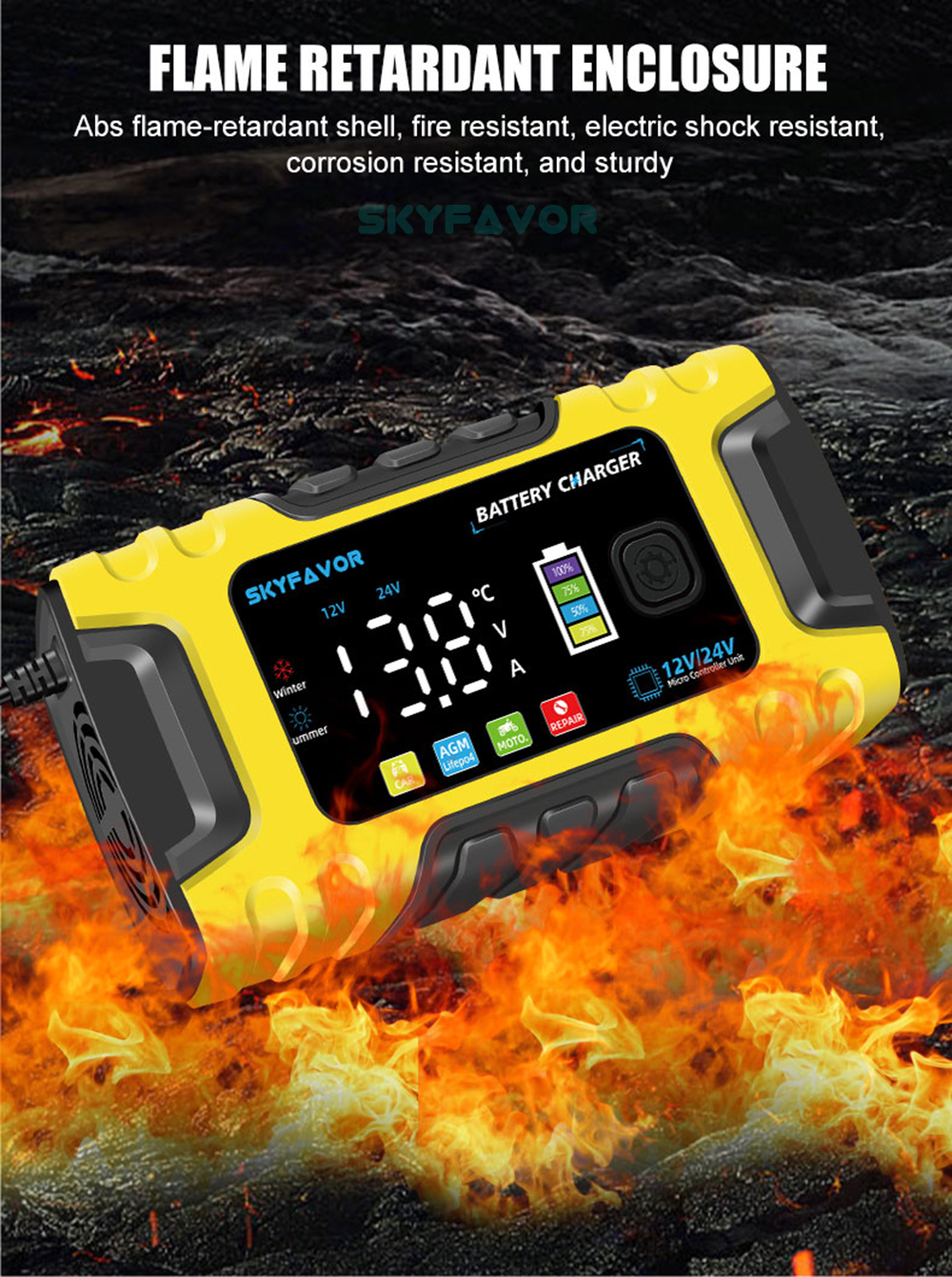 Automatic 12V 24V Battery Charger 12V 24V 10A Smart Fast Lifepo4 AGM GEL Trickle Universal Truck Motorcycle Car Battery Charger