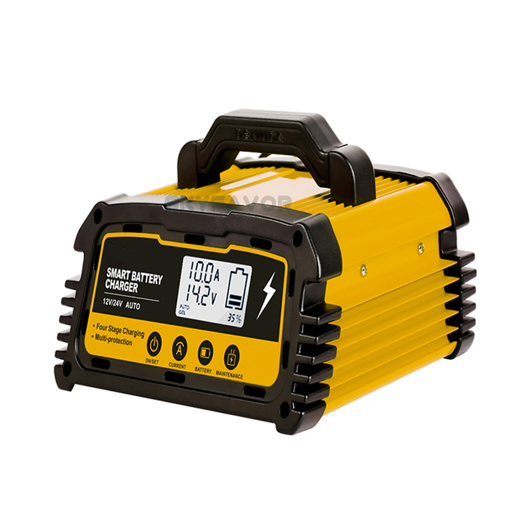 Professional Smart Car Battery Charger 12V 24V 20A 10A Portable Automatic Pulse Repair Battery Charger for Lead Acid Batteries