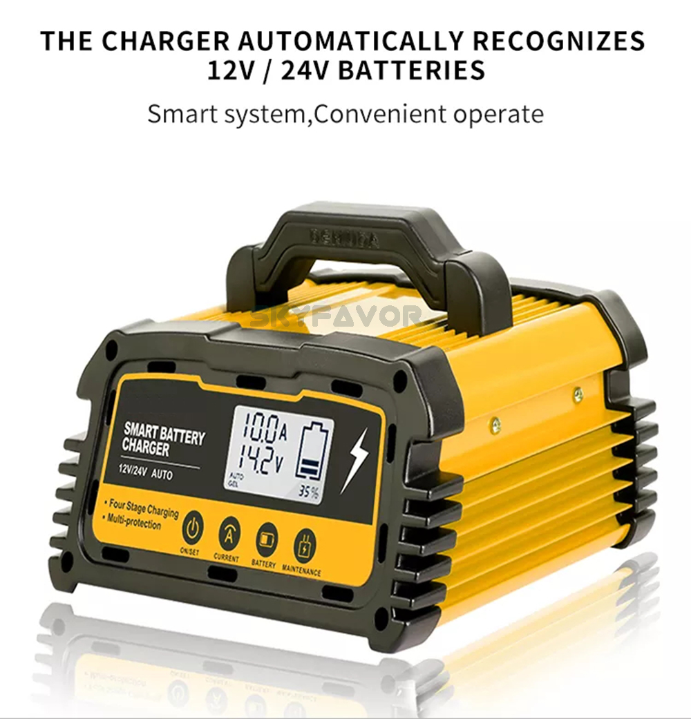 Professional Smart Car Battery Charger 12V 24V 20A 10A Portable Automatic Pulse Repair Battery Charger for Lead Acid Batteries