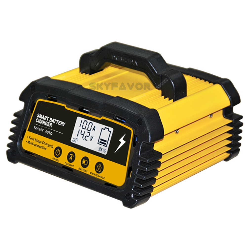 Professional Smart Car Battery Charger 12V 24V 20A 10A Portable Automatic Pulse Repair Battery Charger for Lead Acid Batteries