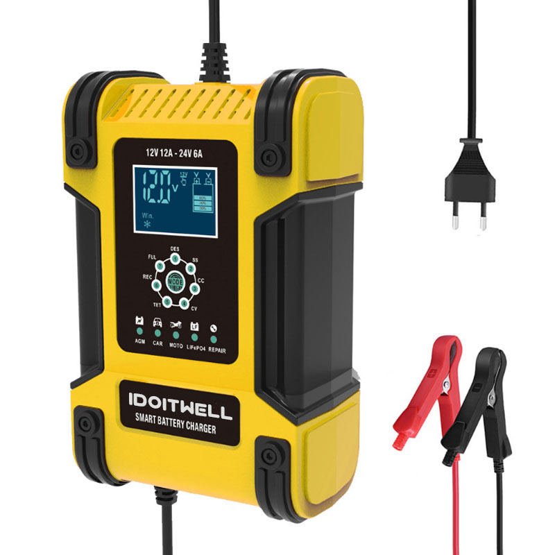 Trending Truck Car Battery Charger 12V 24V 12A 6A Automatic Smart Universal Lifepo4 and EFB GEL AGM Lead Acid Battery Charger