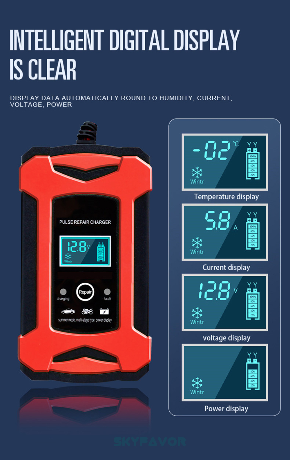 Trending Products 12V Lead Acid Battery Charger 12V 6A Automatic Pulse Repair Gel Agm Lead Acid Motorcycle Car Battery Charger