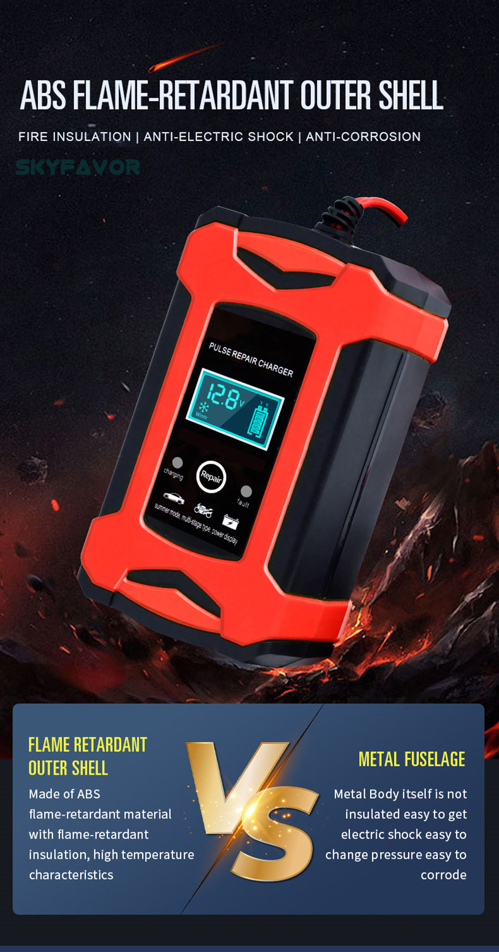 Trending Products 12V Lead Acid Battery Charger 12V 6A Automatic Pulse Repair Gel Agm Lead Acid Motorcycle Car Battery Charger