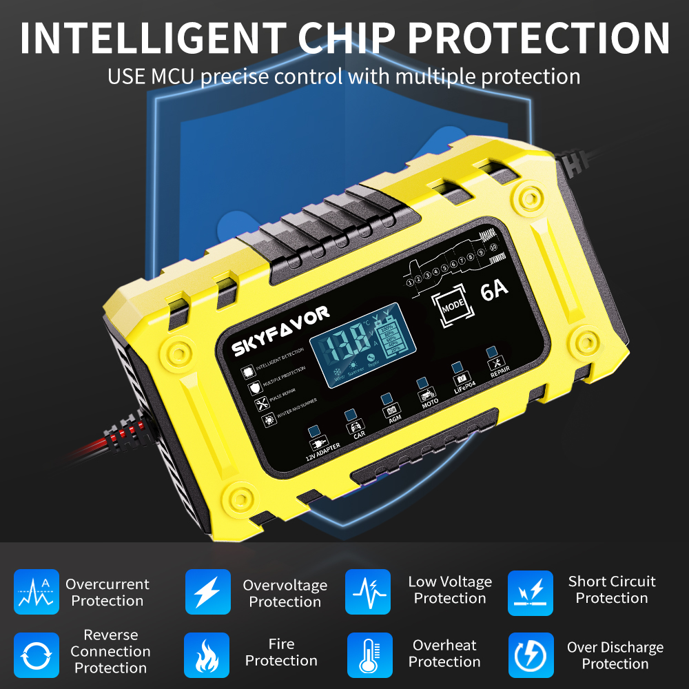 Trending Products 12V Battery Charger 12V 6A Power Automatic Supply Universal Lifepo4 Lead Acid Motorcycle Car Battery Charger