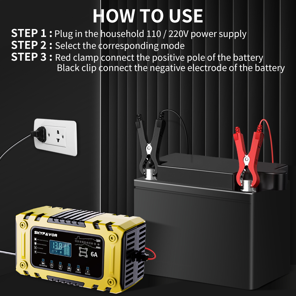 Trending Products 12V Battery Charger 12V 6A Power Automatic Supply Universal Lifepo4 Lead Acid Motorcycle Car Battery Charger