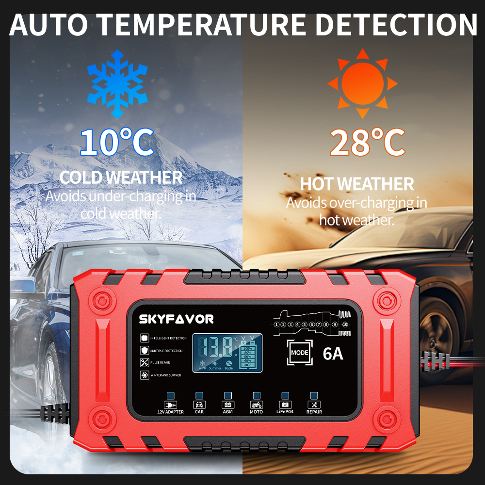 Trending Products 12V Battery Charger 12V 6A Power Automatic Supply Universal Lifepo4 Lead Acid Motorcycle Car Battery Charger