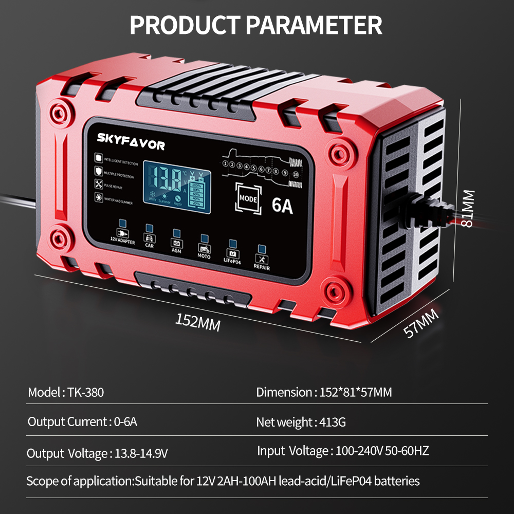Trending Products 12V Battery Charger 12V 6A Power Automatic Supply Universal Lifepo4 Lead Acid Motorcycle Car Battery Charger