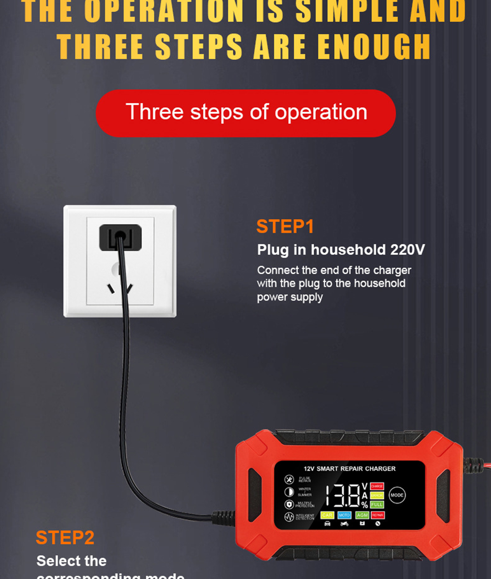 New Product Lead Acid Battery Charger 12V 6A New Arrival Lead Acid Gel Agm Smart Automatic Motorcycle Car Battery Charger