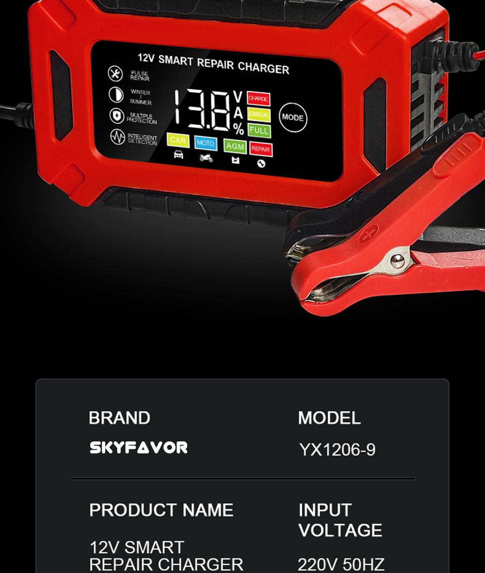 New Product Lead Acid Battery Charger 12V 6A New Arrival Lead Acid Gel Agm Smart Automatic Motorcycle Car Battery Charger
