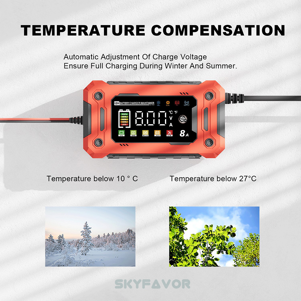 Trending Products 12V Lead-acid Battery Charger 12V 8A Automatic Smart 12 Volt Lifepo4 Lead Acid New Car Battery Charger