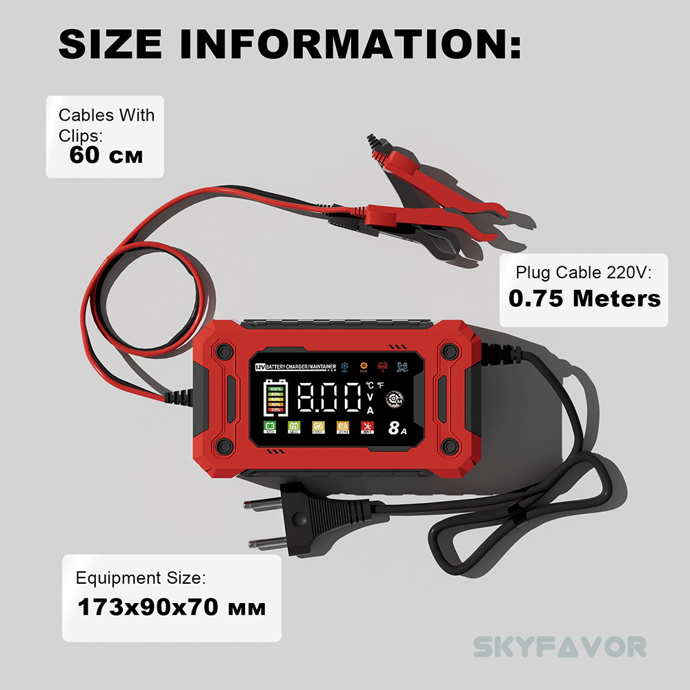 Trending Products 12V Lead-acid Battery Charger 12V 8A Automatic Smart 12 Volt Lifepo4 Lead Acid New Car Battery Charger