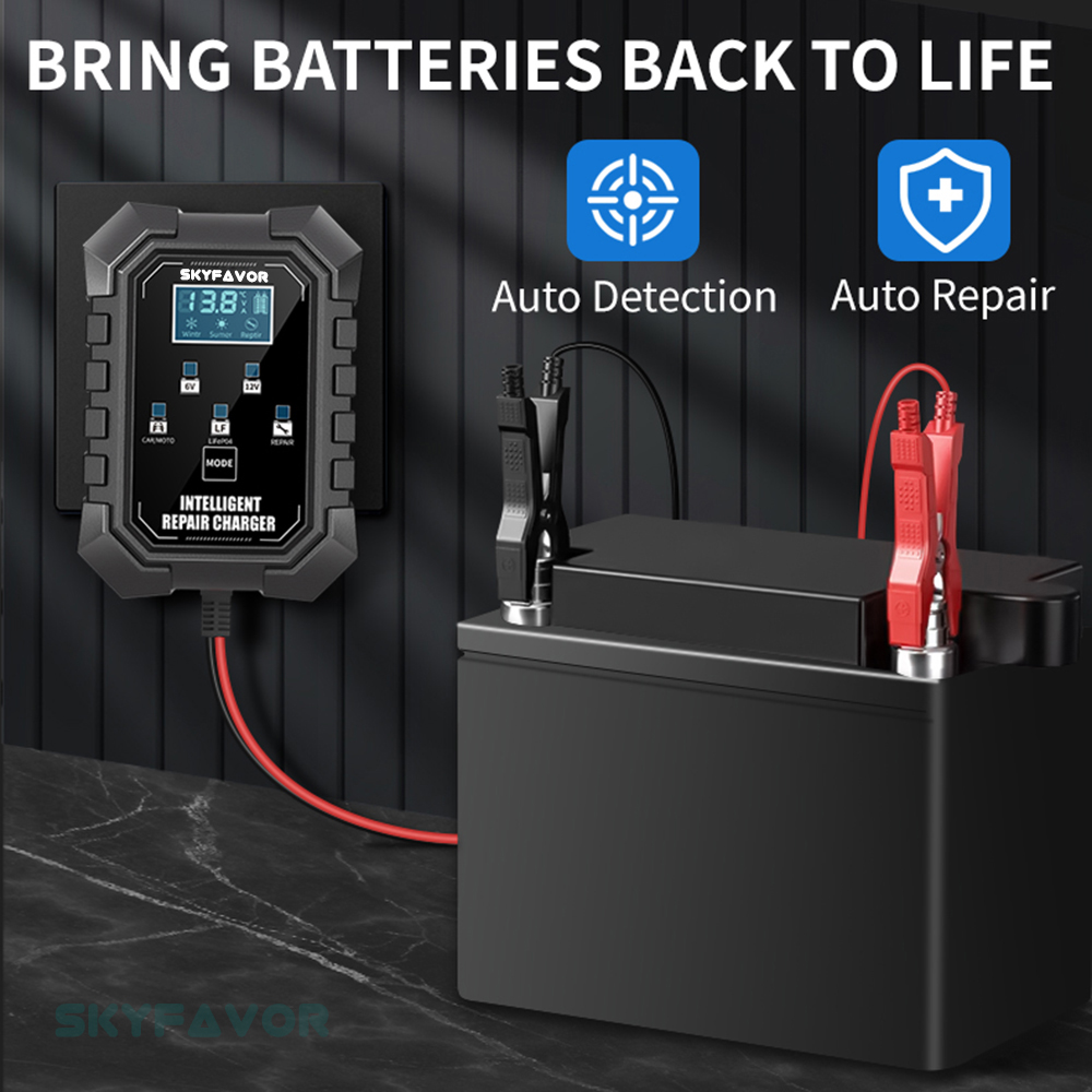 New Arrive Car Motorcycle Battery Charger 6V 12V 1.5A Automatic Universal Lead Acid Gel Agm Lifepo4 Battery Charger with SAE