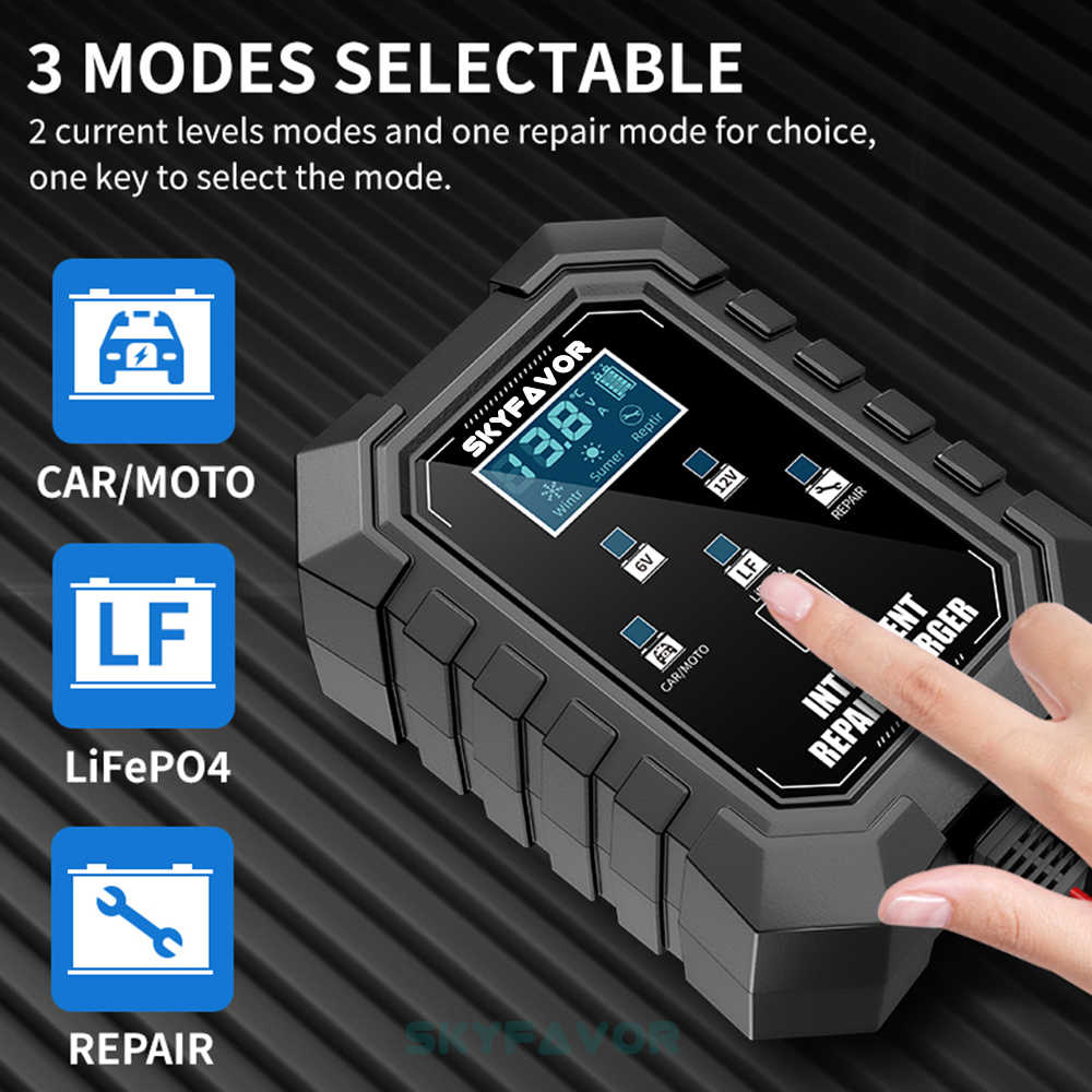 New Arrive Car Motorcycle Battery Charger 6V 12V 1.5A Automatic Universal Lead Acid Gel Agm Lifepo4 Battery Charger with SAE