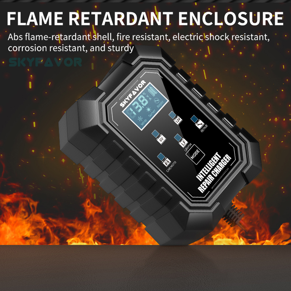 New Arrive Car Motorcycle Battery Charger 6V 12V 1.5A Automatic Universal Lead Acid Gel Agm Lifepo4 Battery Charger with SAE