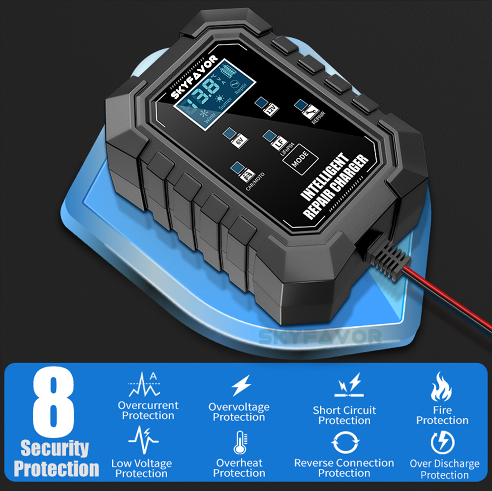 New Arrive Car Motorcycle Battery Charger 6V 12V 1.5A Automatic Universal Lead Acid Gel Agm Lifepo4 Battery Charger with SAE