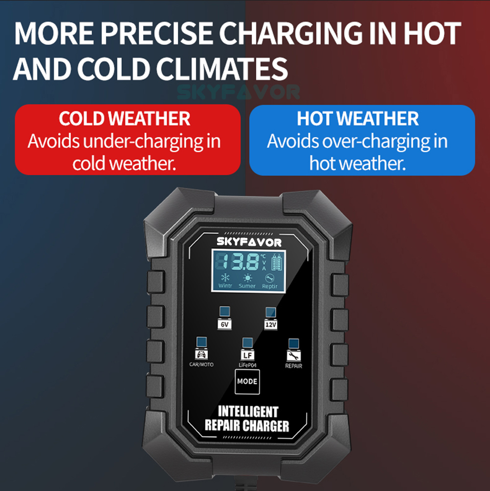 New Arrive Car Motorcycle Battery Charger 6V 12V 1.5A Automatic Universal Lead Acid Gel Agm Lifepo4 Battery Charger with SAE