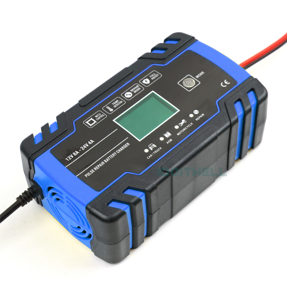 Smart 12V 24V Motorcycle Golf Car Battery Charger Desulfator Lead Acid Battery Charger Maintainer Pulse Repair Battery Charger