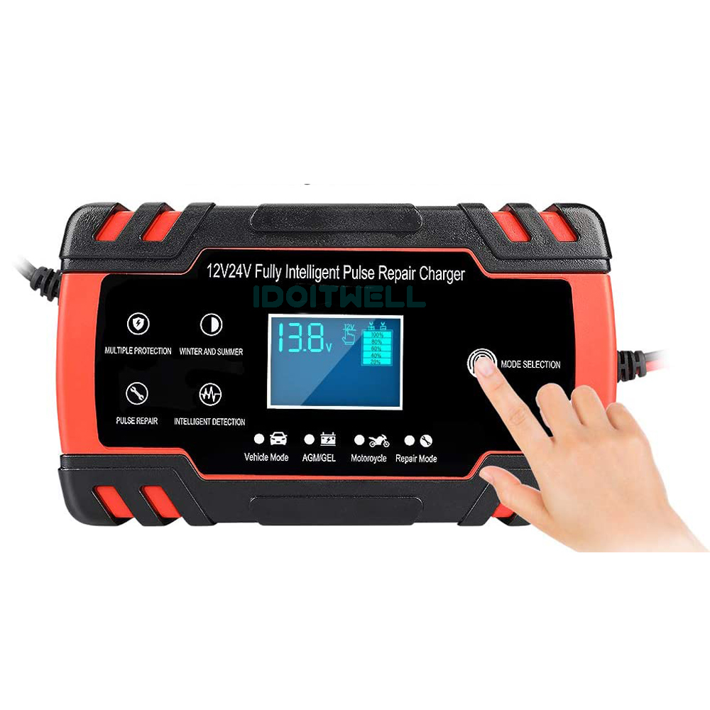 Smart 12V 24V Motorcycle Golf Car Battery Charger Desulfator Lead Acid Battery Charger Maintainer Pulse Repair Battery Charger