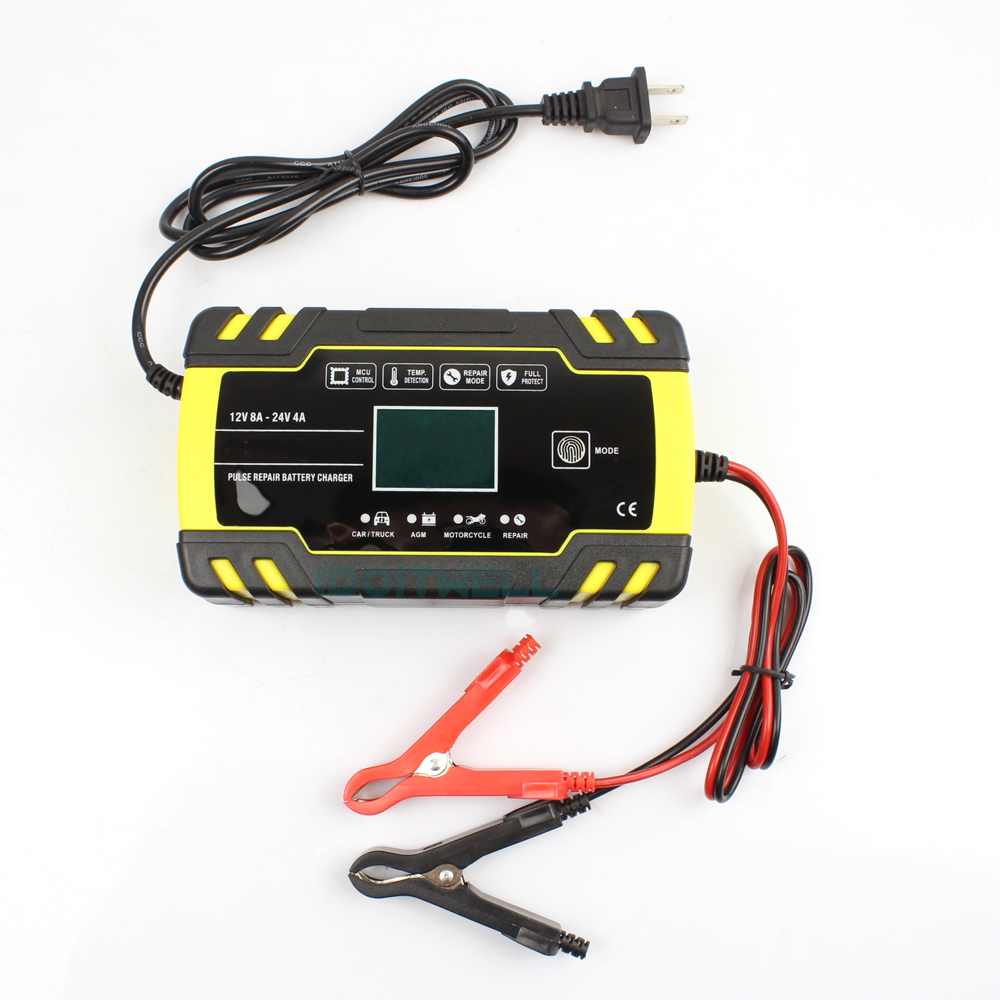 Smart 12V 24V Motorcycle Golf Car Battery Charger Desulfator Lead Acid Battery Charger Maintainer Pulse Repair Battery Charger