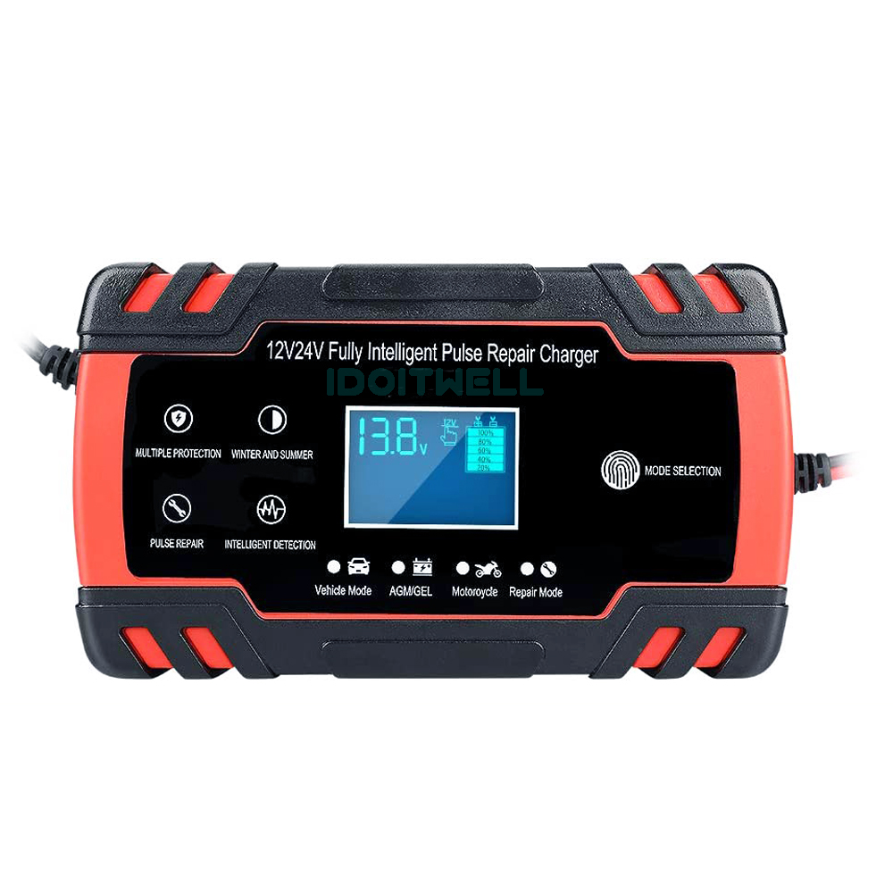 Smart 12V 24V Motorcycle Golf Car Battery Charger Desulfator Lead Acid Battery Charger Maintainer Pulse Repair Battery Charger