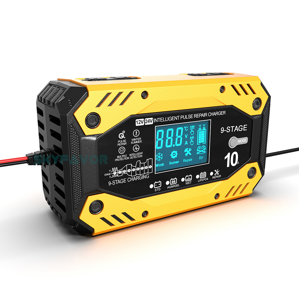 Lead Acid Lifepo4 12volt 50ah Battery Charger 12V 24V 10A Multi-function Universal LFP AGM GEL ARM Pulse Repair Battery Charger