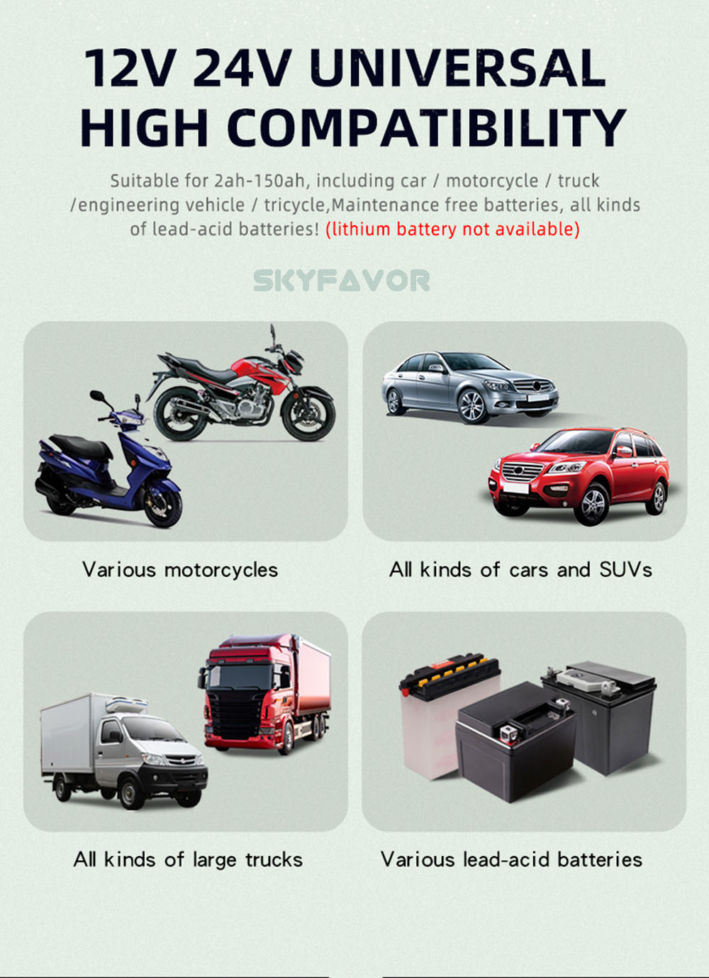 Lead Acid Lifepo4 12volt 50ah Battery Charger 12V 24V 10A Multi-function Universal LFP AGM GEL ARM Pulse Repair Battery Charger