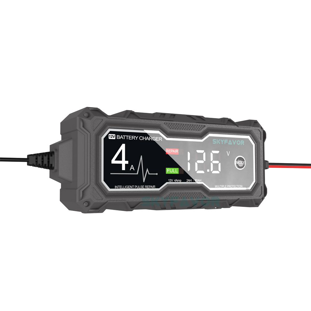 Automatic Motorcycle Car Battery Charger 12V 4A Fast Pulse Repair 12 Volt Trickle Charger for Lead Acid Gel Deep Cycle Battery