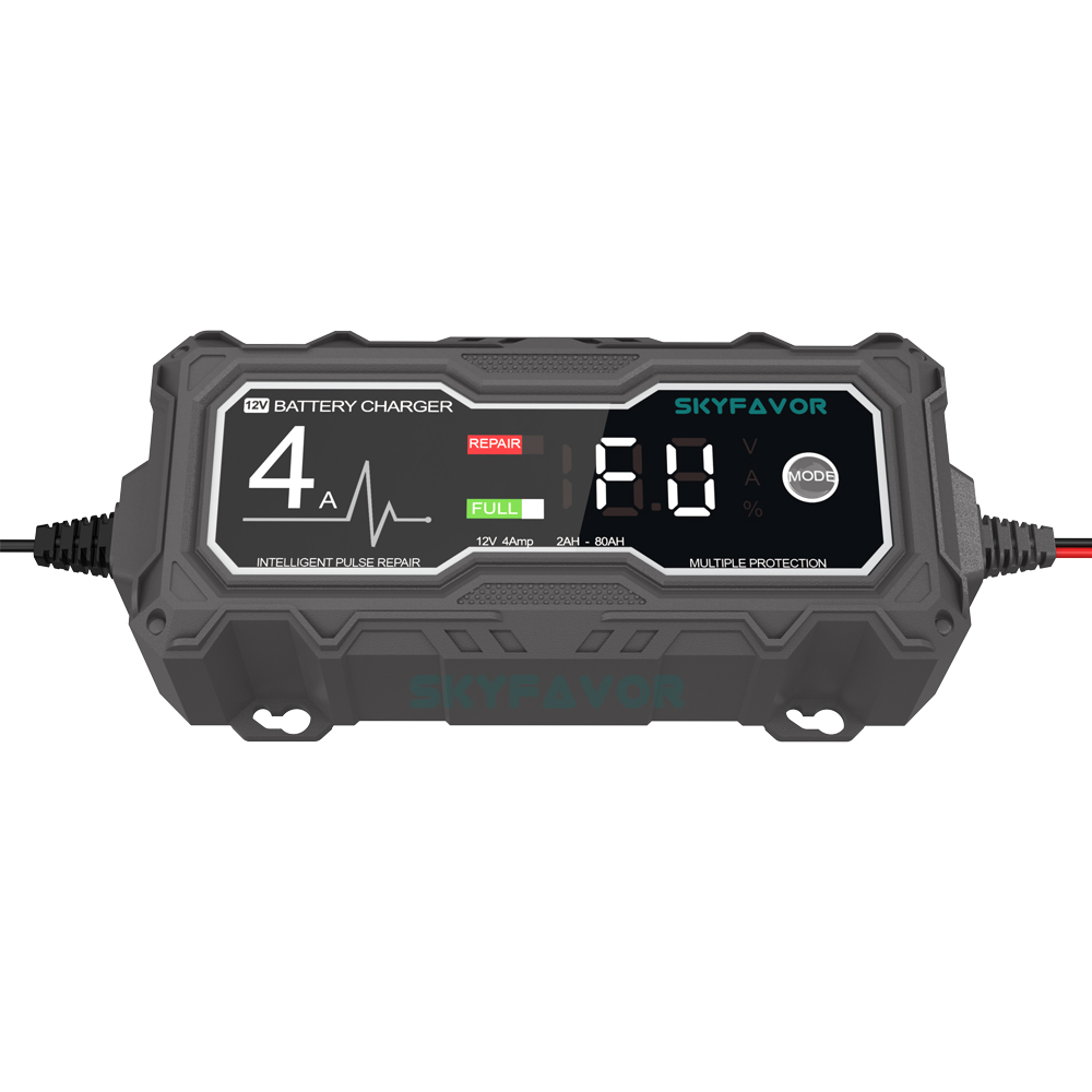 Automatic Motorcycle Car Battery Charger 12V 4A Fast Pulse Repair 12 Volt Trickle Charger for Lead Acid Gel Deep Cycle Battery