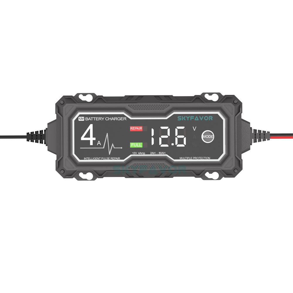 Automatic Motorcycle Car Battery Charger 12V 4A Fast Pulse Repair 12 Volt Trickle Charger for Lead Acid Gel Deep Cycle Battery