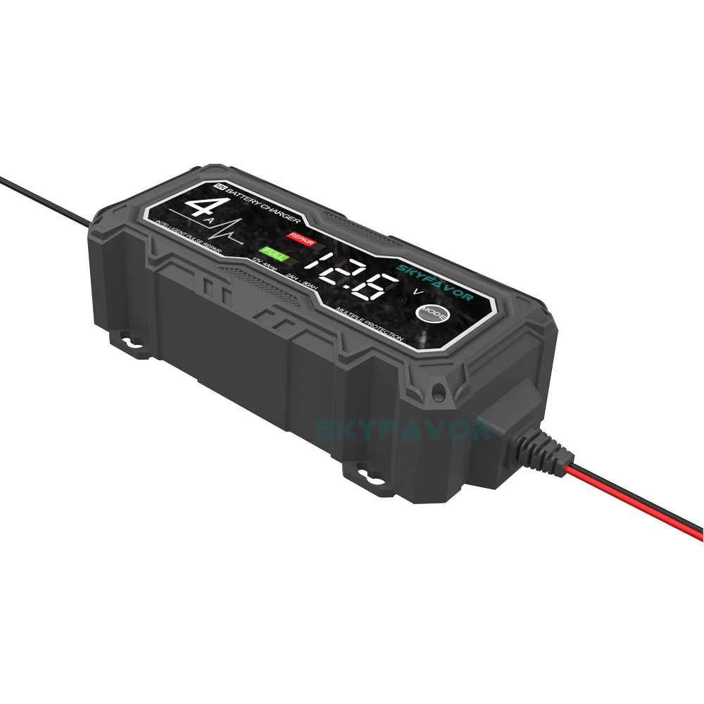 Automatic Motorcycle Car Battery Charger 12V 4A Fast Pulse Repair 12 Volt Trickle Charger for Lead Acid Gel Deep Cycle Battery