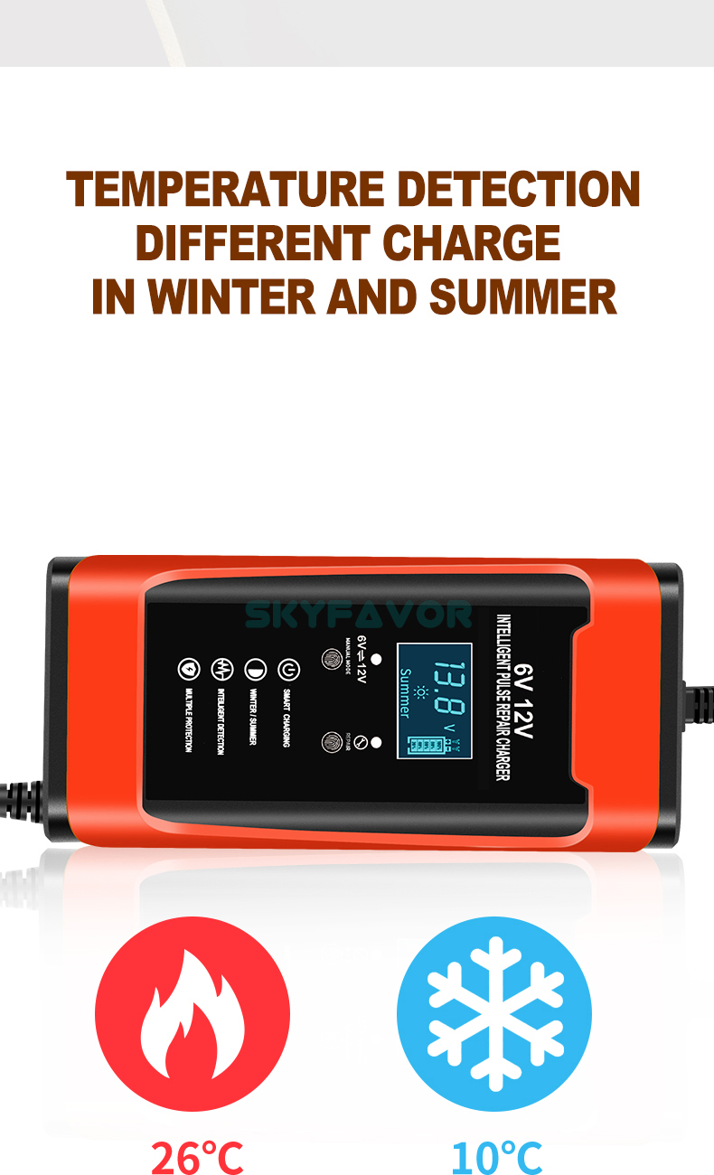 Fast Automatic 6V 12V Battery Charger 12V 6V 6A Universal Motorcycle Car Battery Charger for 12 Volt 6 Volt Lead Acid Battery