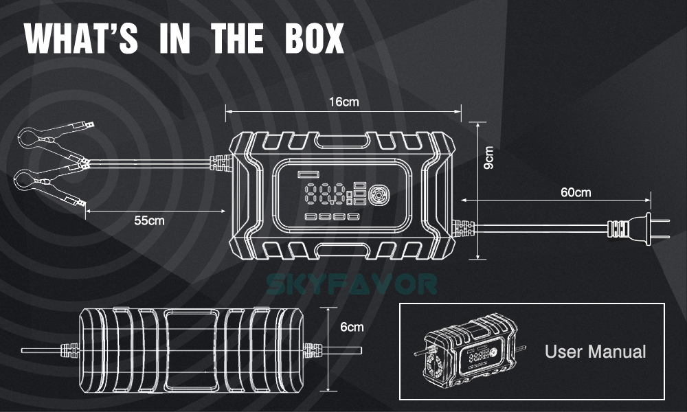 New Products Smart Battery Charger Car 12v Auto 12 VOLT 6A Pulse Repair Lead Acid Maintenance-free Car Battery Charger for 60AH
