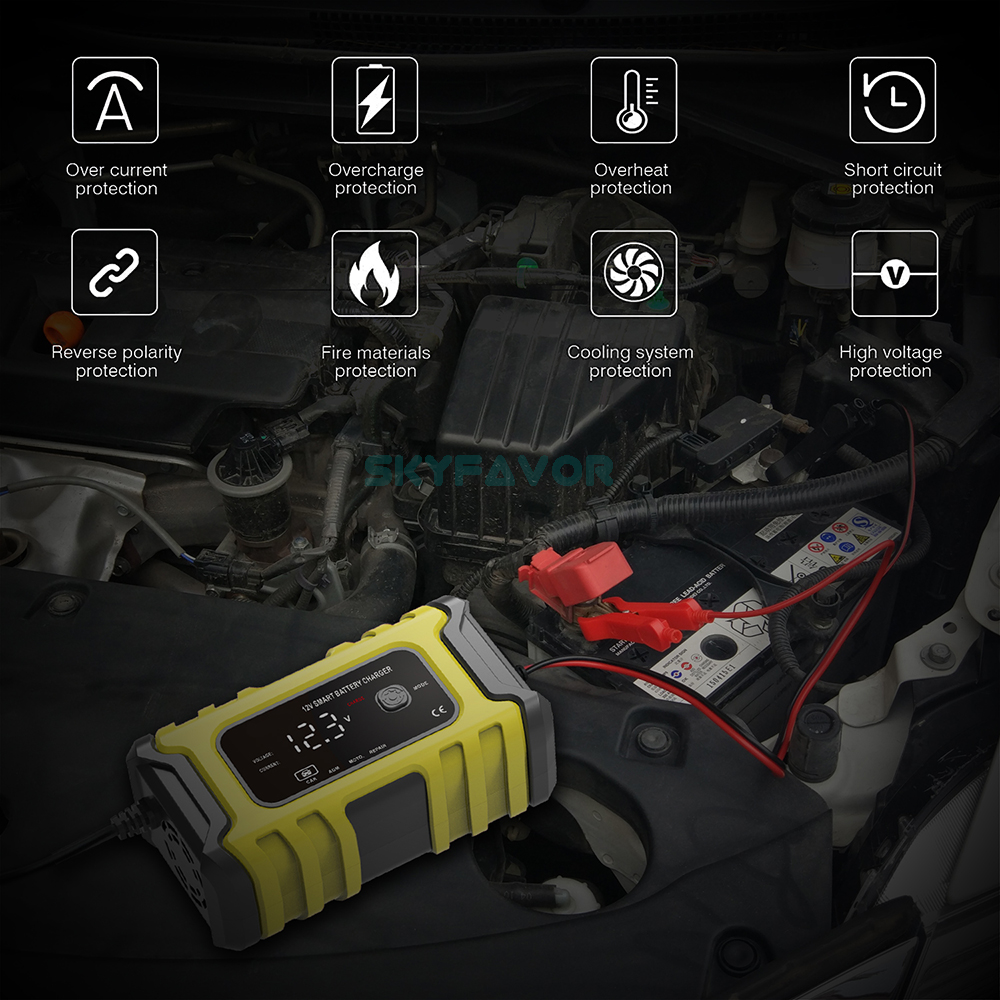 New Products Smart Battery Charger Car 12v Auto 12 VOLT 6A Pulse Repair Lead Acid Maintenance-free Car Battery Charger for 60AH