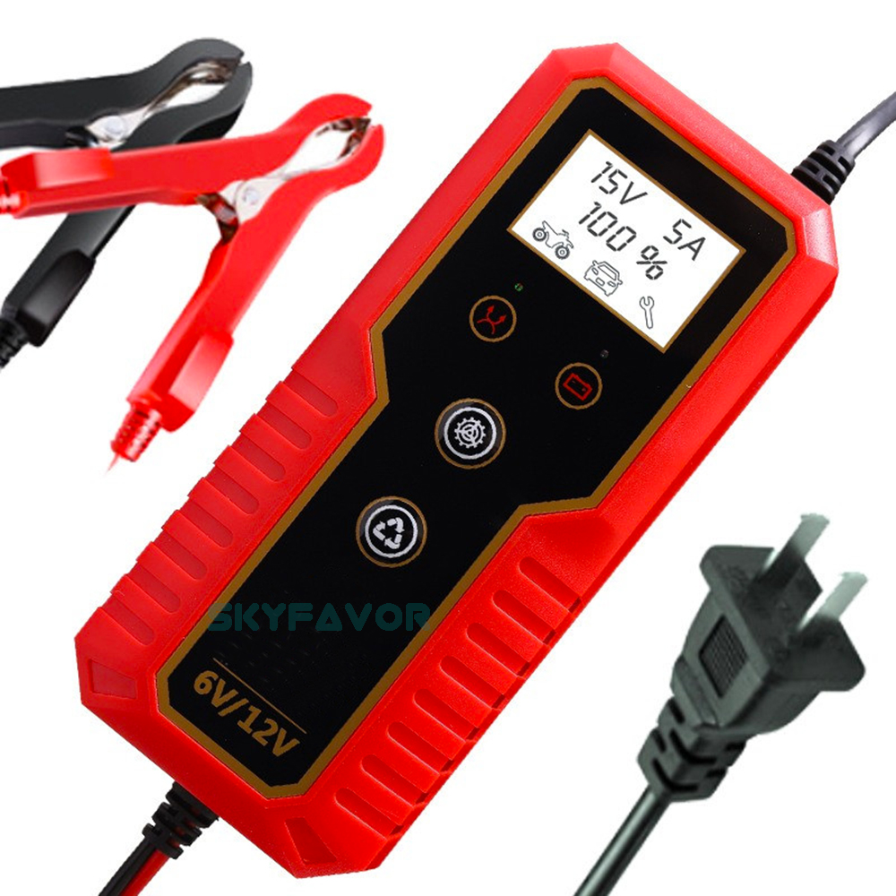 Factory Motorcycle Car Battery Charger 6V 12V 8A Universal Automatic Pulse Repair Lead Acid Battery Charger with Lcd Display