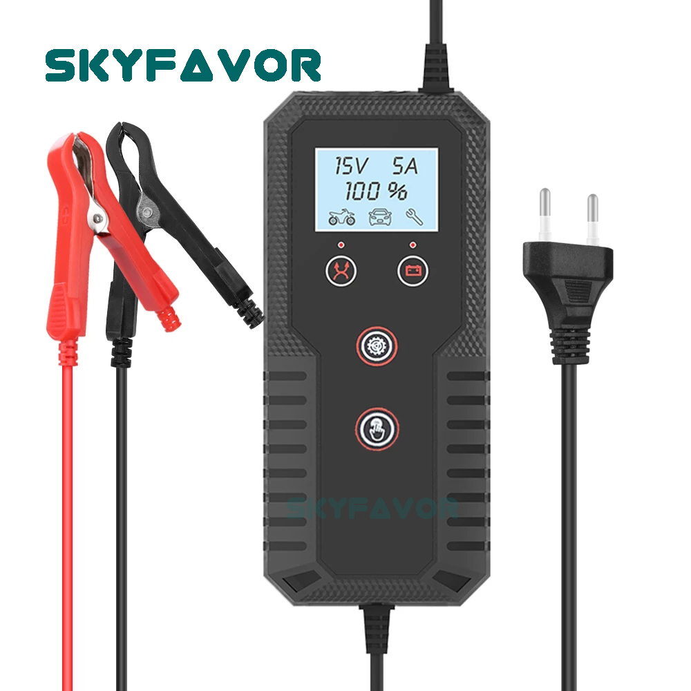 LCD Display Car Motorcycle Battery Charger 6V 12V 15A FAST Universal Pulse Repair Battery Charger for 6V 12V Lead Acid Batteries