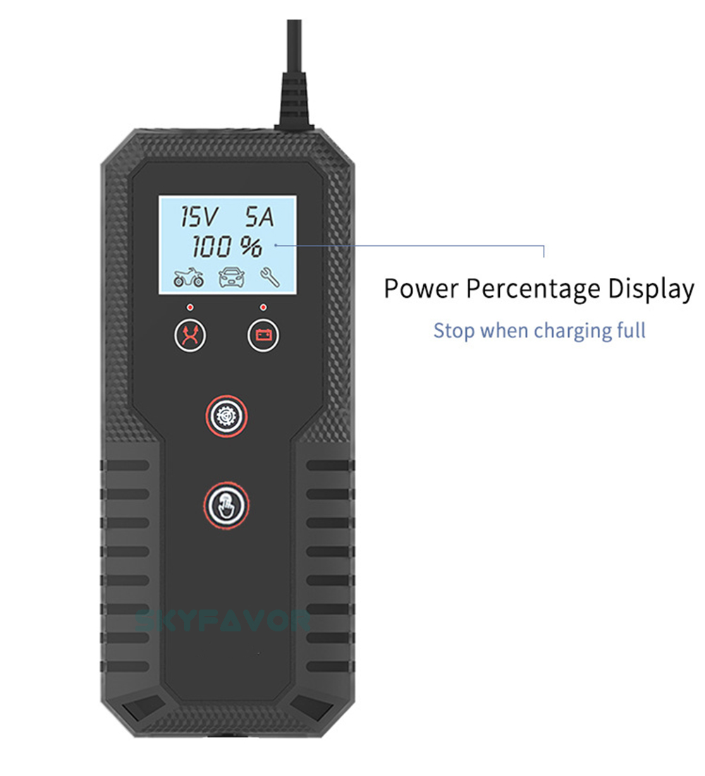 LCD Display Car Motorcycle Battery Charger 6V 12V 15A FAST Universal Pulse Repair Battery Charger for 6V 12V Lead Acid Batteries