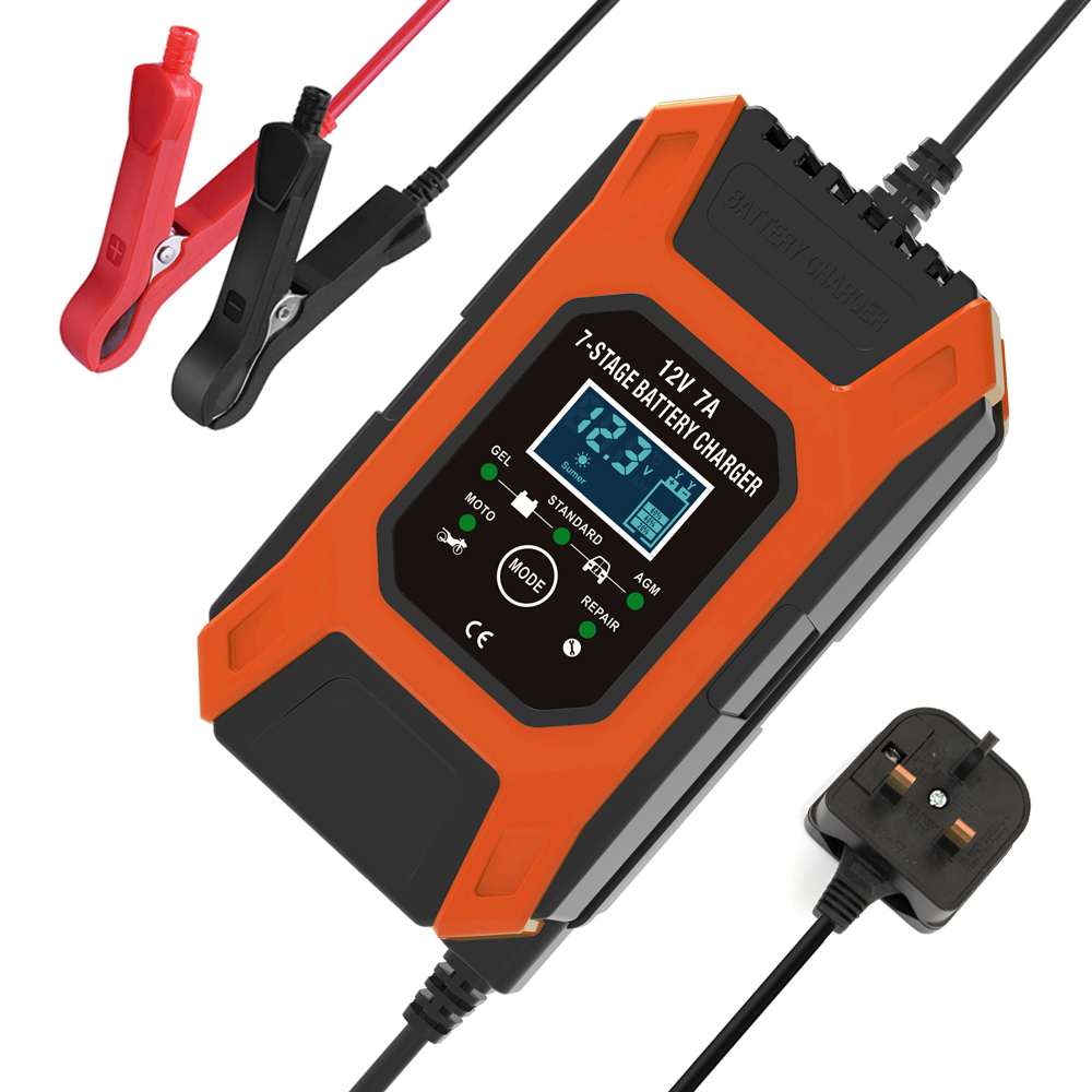 Automatic 7-stage Pulse Repair Battery Charger 12V 7A Motorcycle Car Battery Charger Lead Acid Battery Maintainer & Desulfator