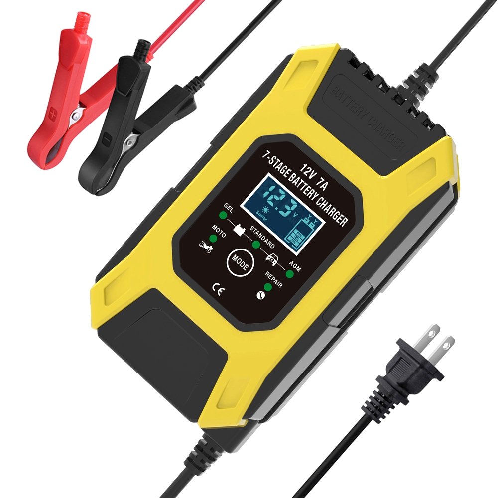 Automatic 7-stage Pulse Repair Battery Charger 12V 7A Motorcycle Car Battery Charger Lead Acid Battery Maintainer & Desulfator