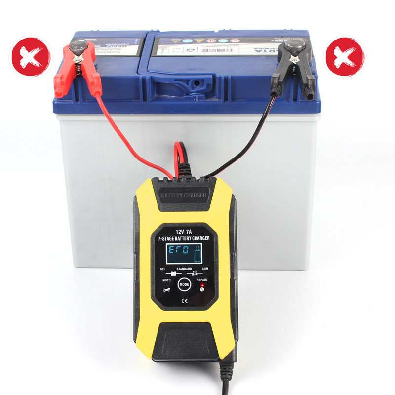 Automatic 7-stage Pulse Repair Battery Charger 12V 7A Motorcycle Car Battery Charger Lead Acid Battery Maintainer & Desulfator