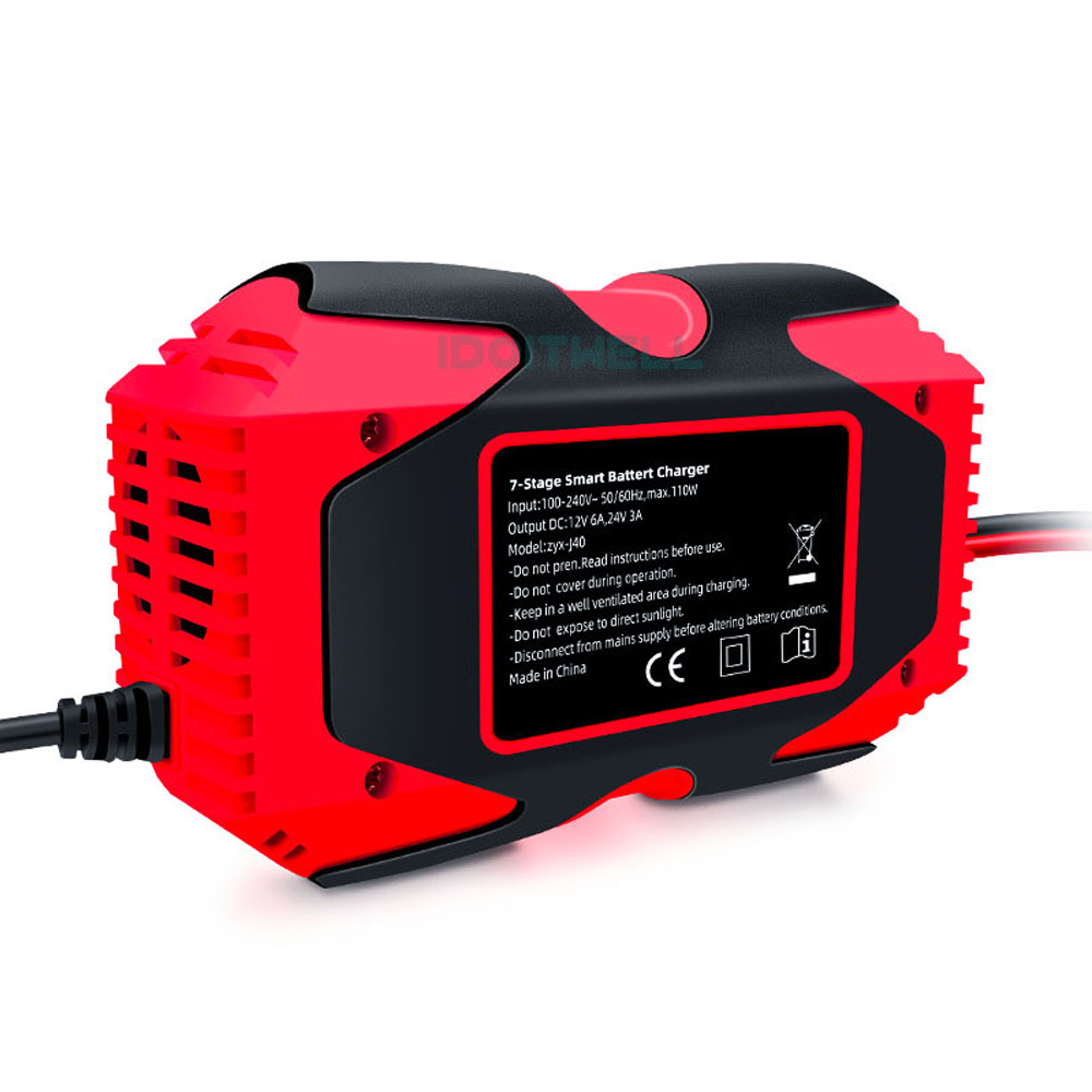 Automatic Truck Car Battery Charger 12V 6A 24V 3A Universal 7-stages Pulse Repair 12V/24V Dry Wet Lead Acid Batteries Charger