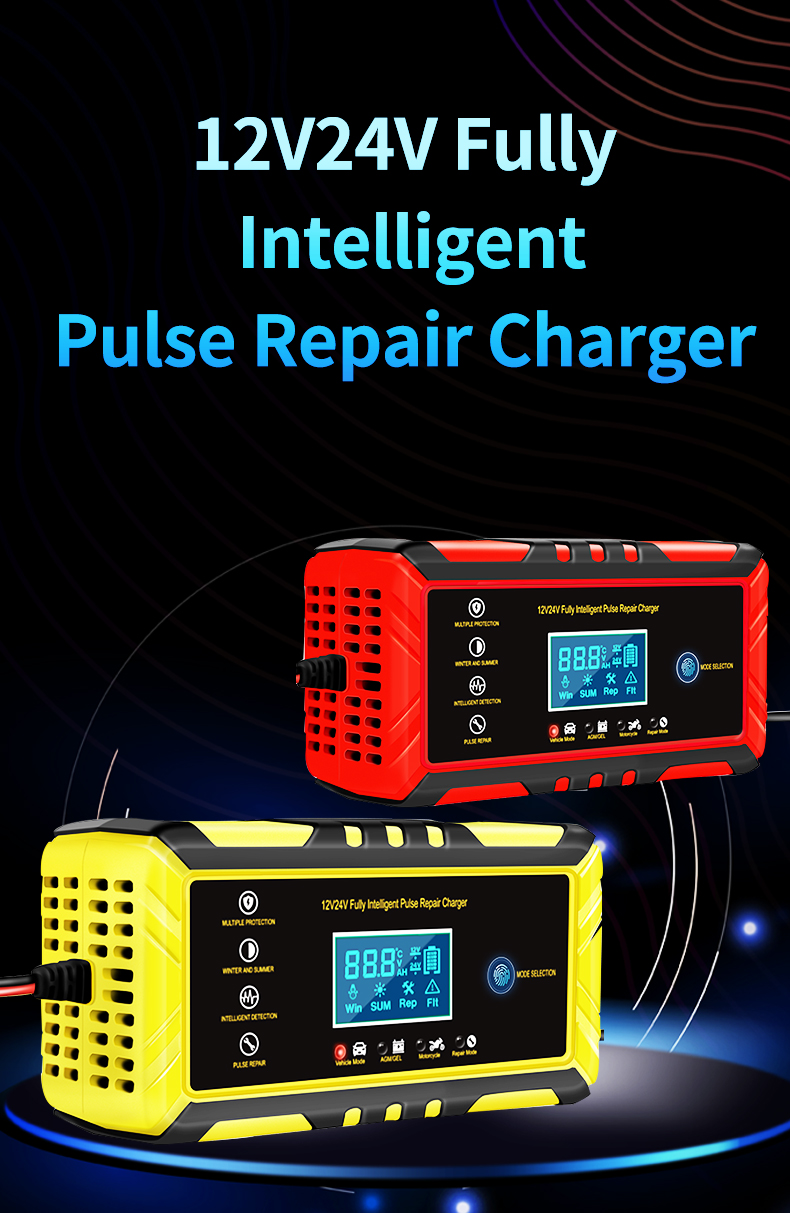 Smart 12V 24V Battery Charger 12V 24V 8A Universal Automatic Pulse Repair Lead Acid Battery Charger for Motorcycle Car Truck