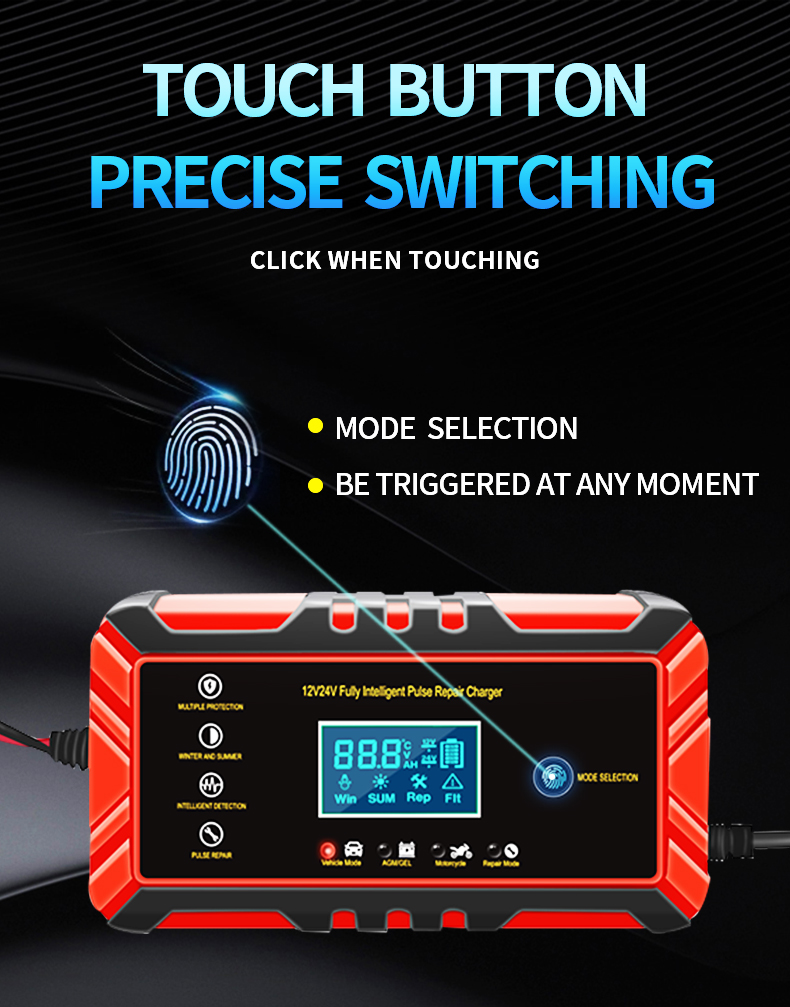 Smart 12V 24V Battery Charger 12V 24V 8A Universal Automatic Pulse Repair Lead Acid Battery Charger for Motorcycle Car Truck