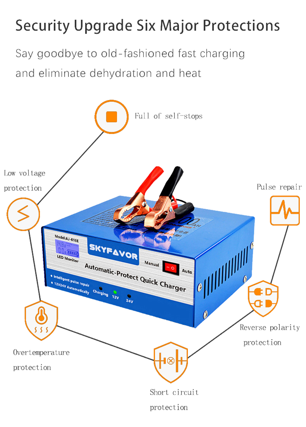Automatic Universal 12V 24V Battery Charger Car Truck 12V 10A 24V 5A Full Self-stop Motorcycle Boat Marine Battery Charger