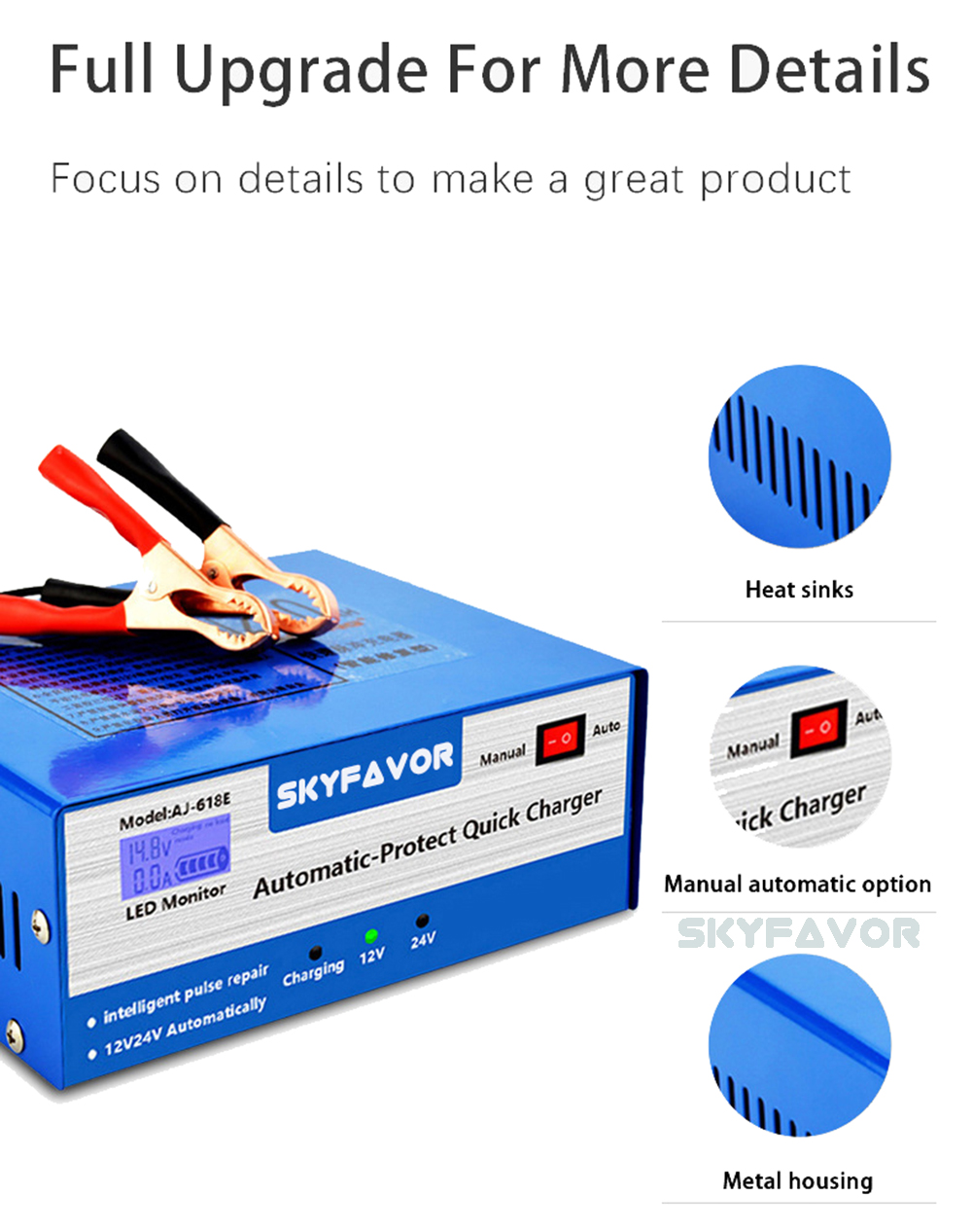 Automatic Universal 12V 24V Battery Charger Car Truck 12V 10A 24V 5A Full Self-stop Motorcycle Boat Marine Battery Charger